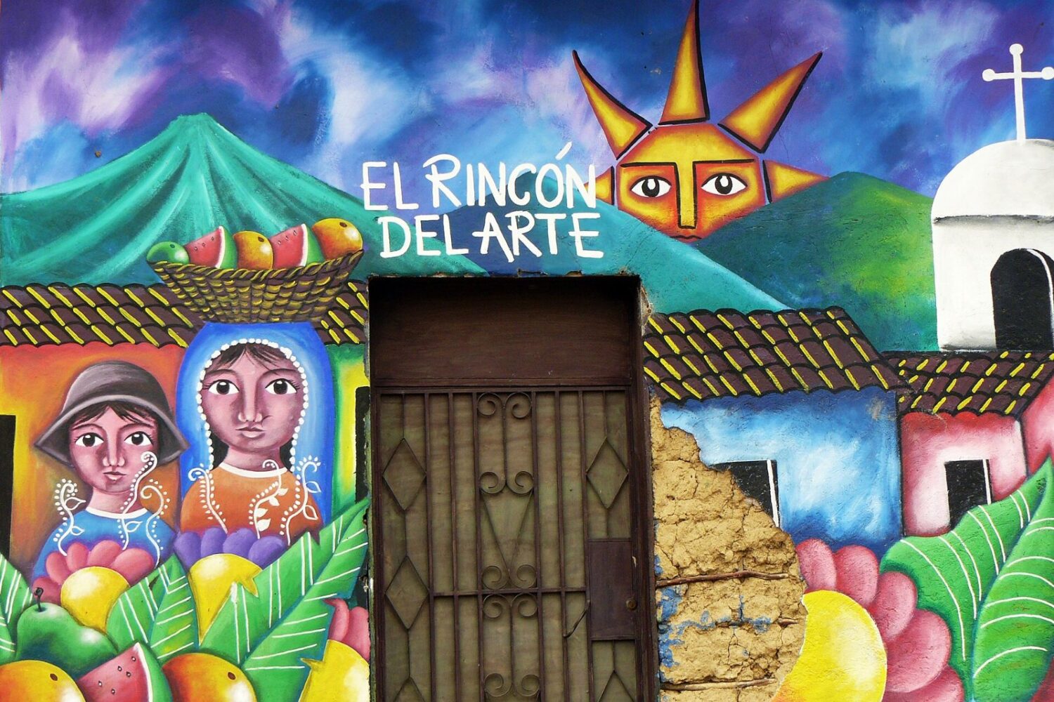 Juayúa food festival tour – colorful mural in Concepción de Ataco, Ruta de las Flores