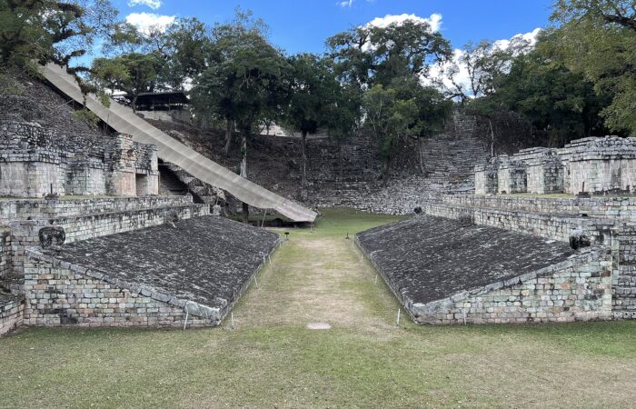 Maya ball court at the Copán ruins, Honduras