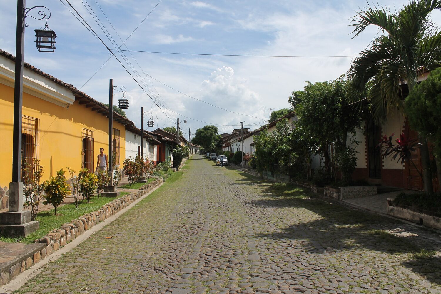 Cobblestone street leading to Lake Suchitlán in Suchitoto Cobblestone street leading to Lake Suchitlán in Suchitoto